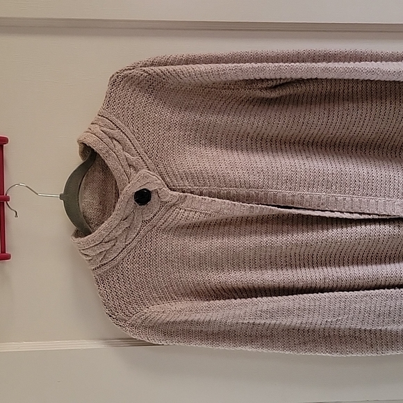 Zara Cardigan Sweater Large Alpaca blend Tan Cable knit details - Picture 5 of 7